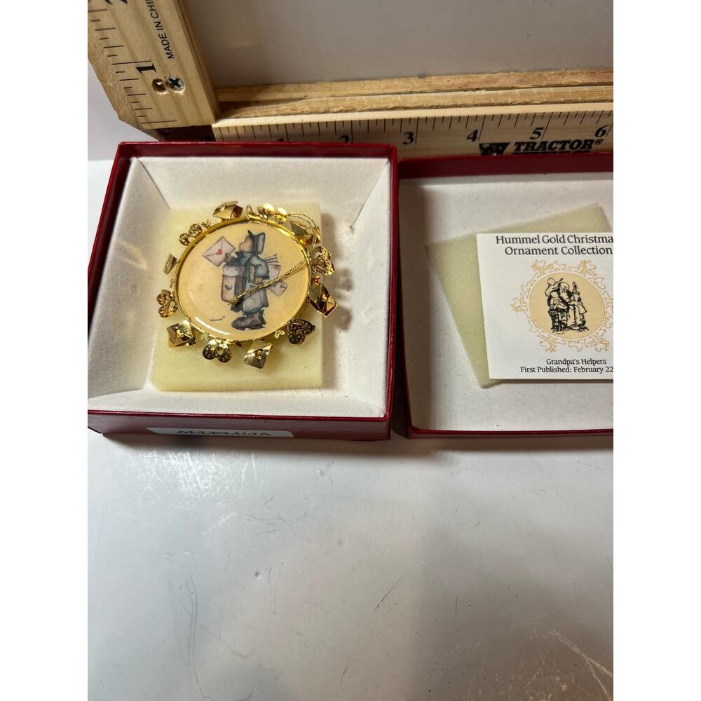 Hummel Gold Christmas Ornament “Grandpa’s Helpers” Collectible Gift